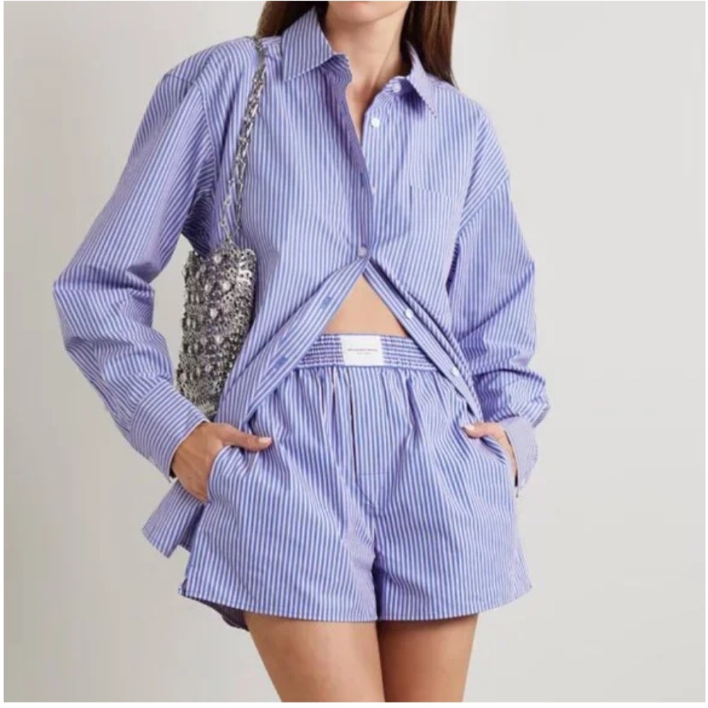 ALEXANDER WANG POPLIN STRIPE OVERSIZED LONG SLEEVE